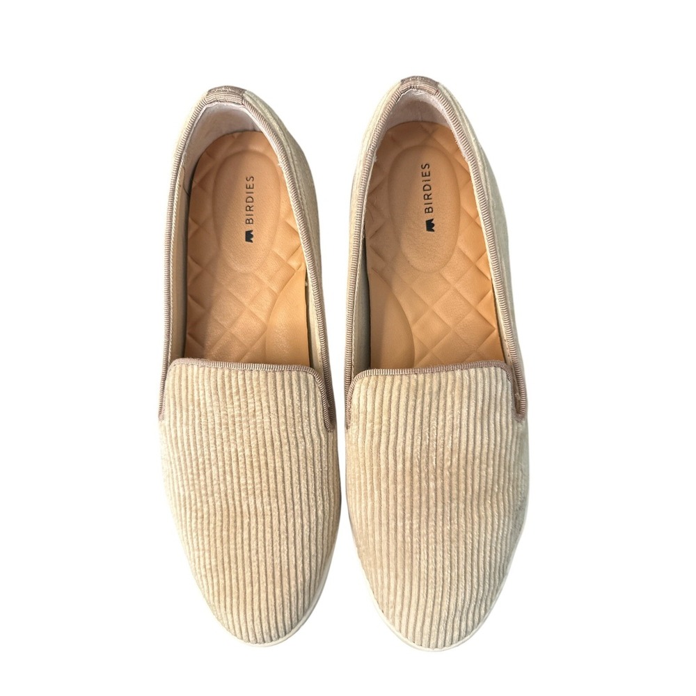 Birdies The Swift Womens 9 Oatmeal Corduroy Loafers Slip On Flats Comfort Shoes